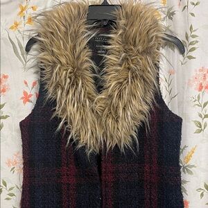 Anthropologie Vest with Faux Fur Collar - Size Small